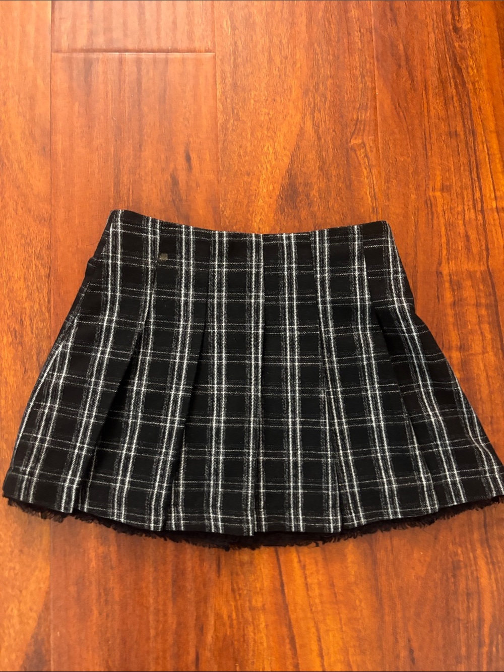 Zara Black Plaid Pleated Skater Skirt
